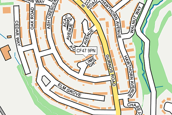 CF47 9PN map - OS OpenMap – Local (Ordnance Survey)