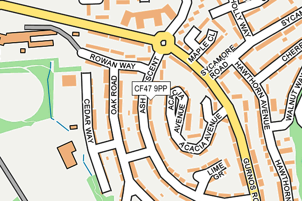 CF47 9PP map - OS OpenMap – Local (Ordnance Survey)