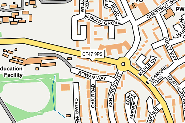 CF47 9PS map - OS OpenMap – Local (Ordnance Survey)
