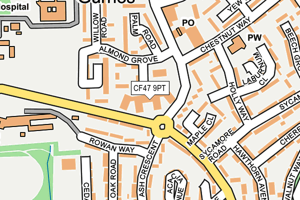 CF47 9PT map - OS OpenMap – Local (Ordnance Survey)