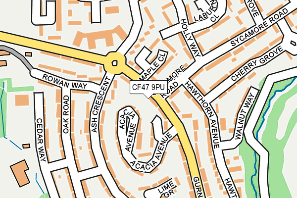 CF47 9PU map - OS OpenMap – Local (Ordnance Survey)