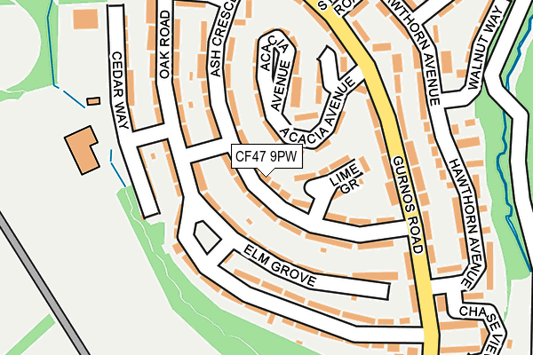 CF47 9PW map - OS OpenMap – Local (Ordnance Survey)