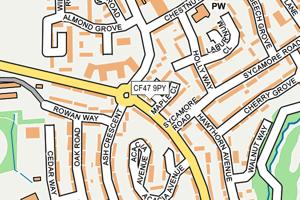 CF47 9PY map - OS OpenMap – Local (Ordnance Survey)