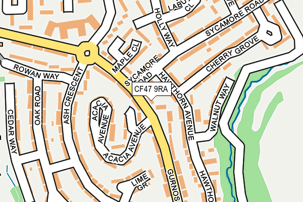 CF47 9RA map - OS OpenMap – Local (Ordnance Survey)