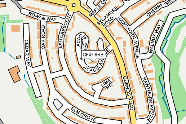CF47 9RB map - OS OpenMap – Local (Ordnance Survey)