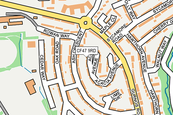 CF47 9RD map - OS OpenMap – Local (Ordnance Survey)