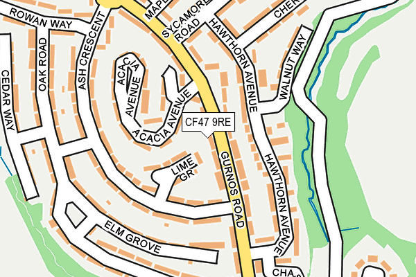 CF47 9RE map - OS OpenMap – Local (Ordnance Survey)