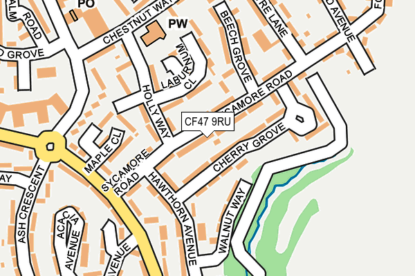 CF47 9RU map - OS OpenMap – Local (Ordnance Survey)