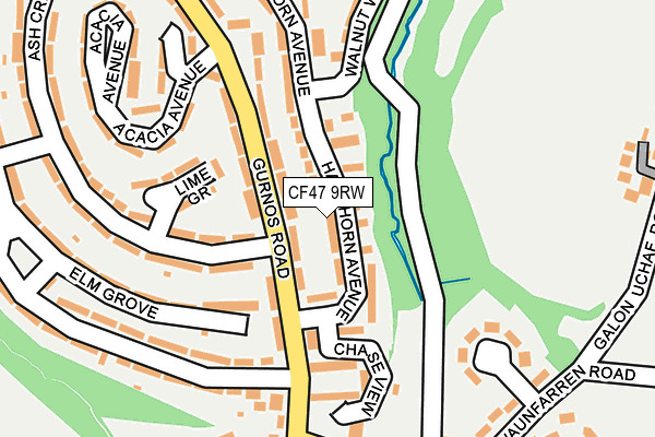 CF47 9RW map - OS OpenMap – Local (Ordnance Survey)