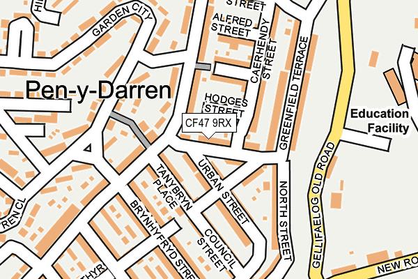 CF47 9RX map - OS OpenMap – Local (Ordnance Survey)