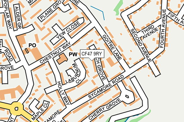 CF47 9RY map - OS OpenMap – Local (Ordnance Survey)