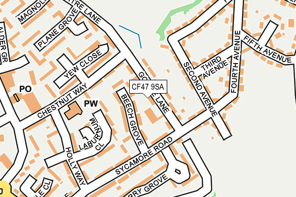CF47 9SA map - OS OpenMap – Local (Ordnance Survey)