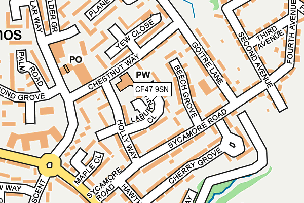 CF47 9SN map - OS OpenMap – Local (Ordnance Survey)