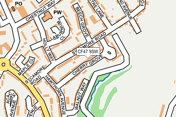 CF47 9SW map - OS OpenMap – Local (Ordnance Survey)