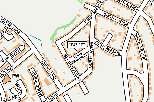 CF47 9TT map - OS OpenMap – Local (Ordnance Survey)