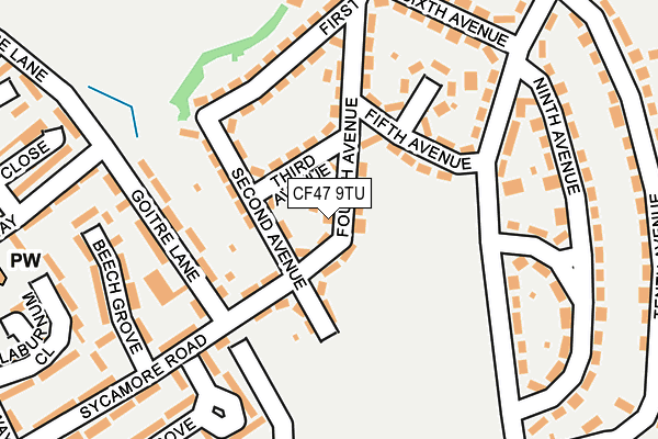 CF47 9TU map - OS OpenMap – Local (Ordnance Survey)