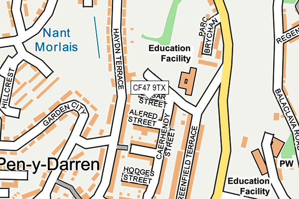 CF47 9TX map - OS OpenMap – Local (Ordnance Survey)