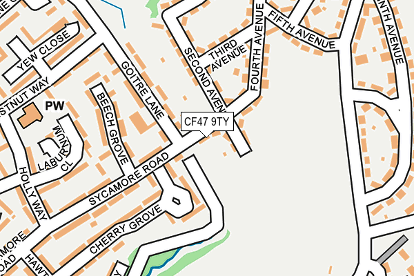 CF47 9TY map - OS OpenMap – Local (Ordnance Survey)
