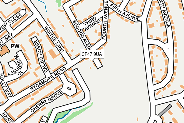 CF47 9UA map - OS OpenMap – Local (Ordnance Survey)