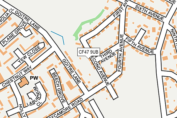 CF47 9UB map - OS OpenMap – Local (Ordnance Survey)