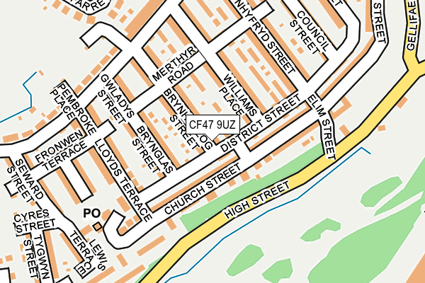 CF47 9UZ map - OS OpenMap – Local (Ordnance Survey)