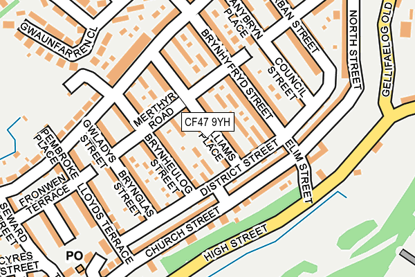 CF47 9YH map - OS OpenMap – Local (Ordnance Survey)