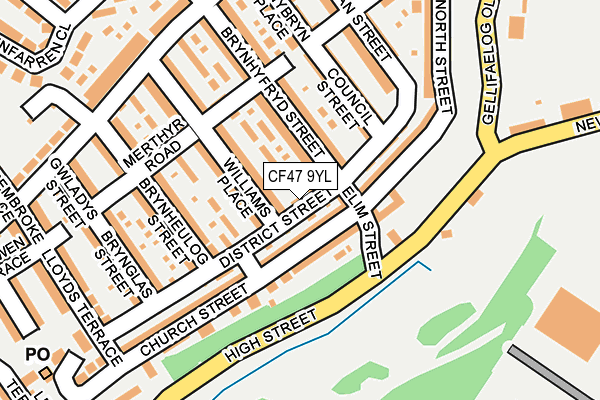 CF47 9YL map - OS OpenMap – Local (Ordnance Survey)