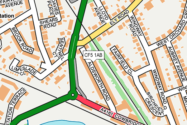 CF5 1AB map - OS OpenMap – Local (Ordnance Survey)