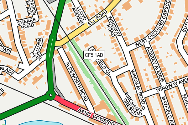 CF5 1AD map - OS OpenMap – Local (Ordnance Survey)