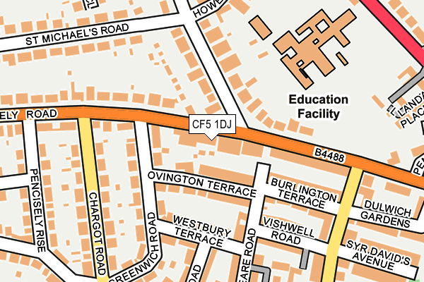 CF5 1DJ map - OS OpenMap – Local (Ordnance Survey)