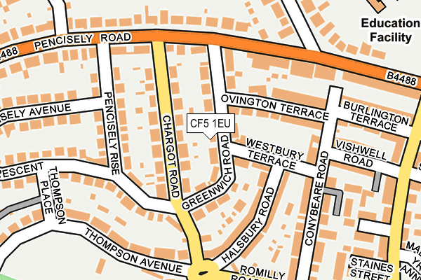 CF5 1EU map - OS OpenMap – Local (Ordnance Survey)