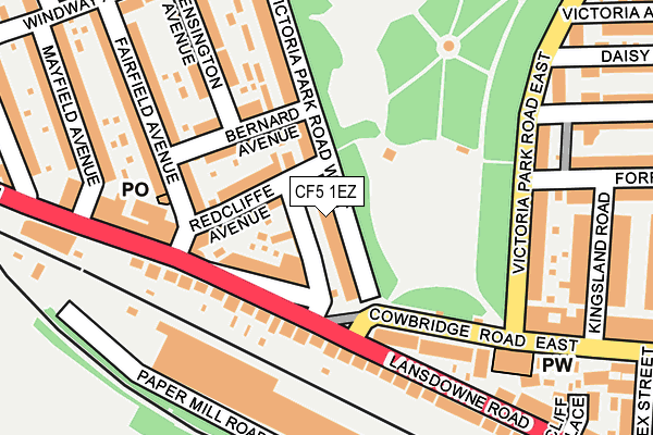 CF5 1EZ map - OS OpenMap – Local (Ordnance Survey)