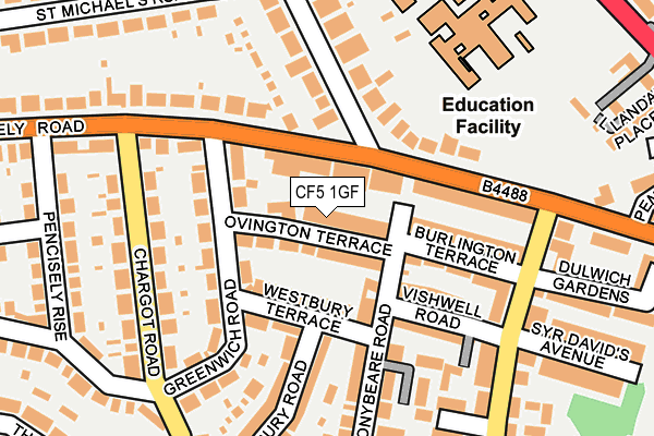 CF5 1GF map - OS OpenMap – Local (Ordnance Survey)