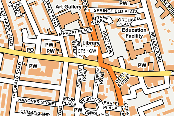 CF5 1GW map - OS OpenMap – Local (Ordnance Survey)