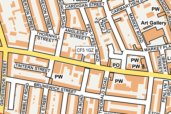 CF5 1GZ map - OS OpenMap – Local (Ordnance Survey)