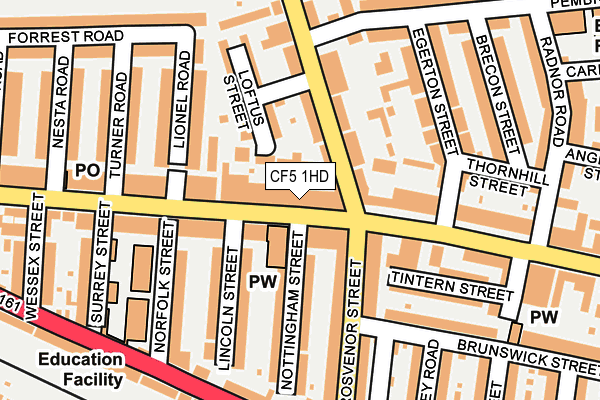 CF5 1HD map - OS OpenMap – Local (Ordnance Survey)