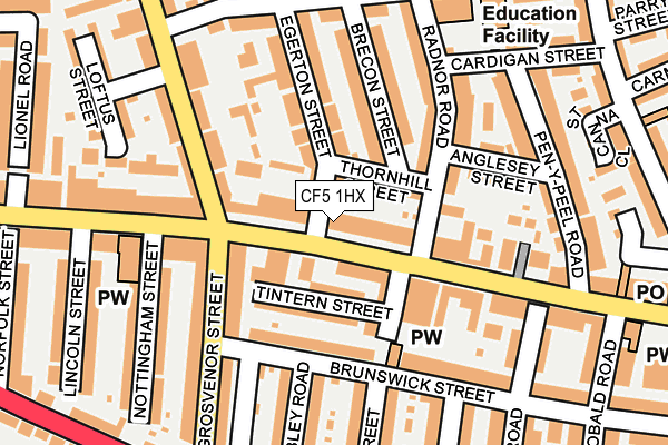 CF5 1HX map - OS OpenMap – Local (Ordnance Survey)