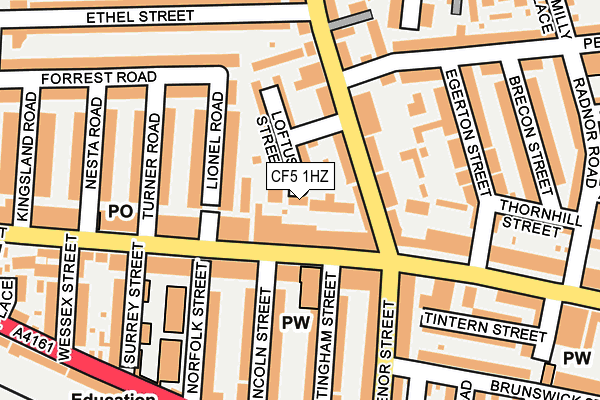 CF5 1HZ map - OS OpenMap – Local (Ordnance Survey)