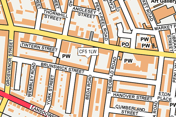 CF5 1LW map - OS OpenMap – Local (Ordnance Survey)