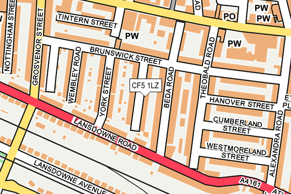 CF5 1LZ map - OS OpenMap – Local (Ordnance Survey)