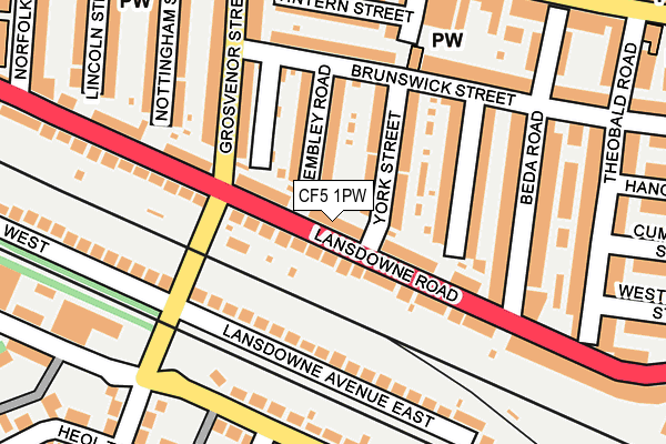 CF5 1PW map - OS OpenMap – Local (Ordnance Survey)