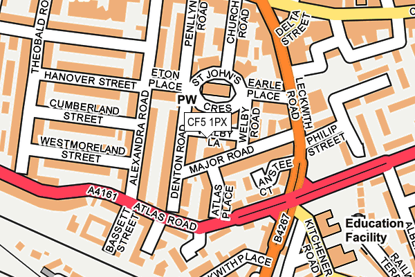 CF5 1PX map - OS OpenMap – Local (Ordnance Survey)