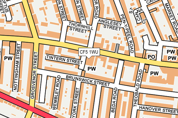 CF5 1WU map - OS OpenMap – Local (Ordnance Survey)