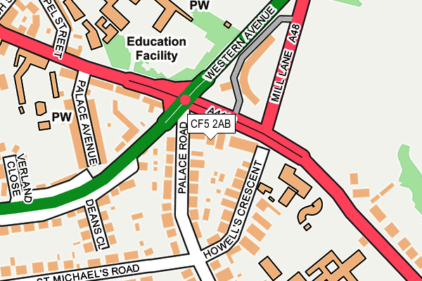 CF5 2AB map - OS OpenMap – Local (Ordnance Survey)