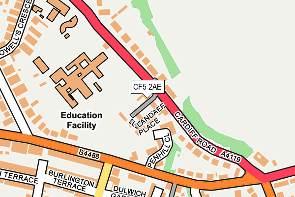 CF5 2AE map - OS OpenMap – Local (Ordnance Survey)