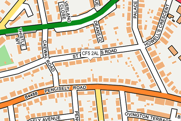 CF5 2AL map - OS OpenMap – Local (Ordnance Survey)