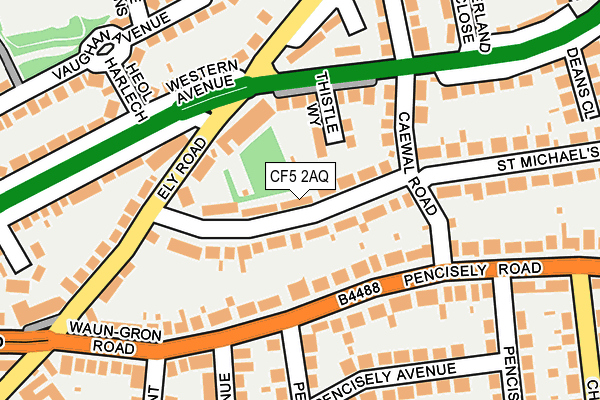 CF5 2AQ map - OS OpenMap – Local (Ordnance Survey)