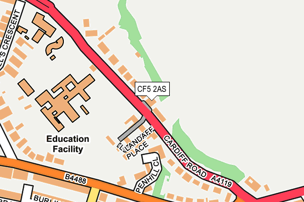 CF5 2AS map - OS OpenMap – Local (Ordnance Survey)