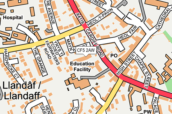 CF5 2AW map - OS OpenMap – Local (Ordnance Survey)