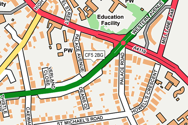 CF5 2BG map - OS OpenMap – Local (Ordnance Survey)